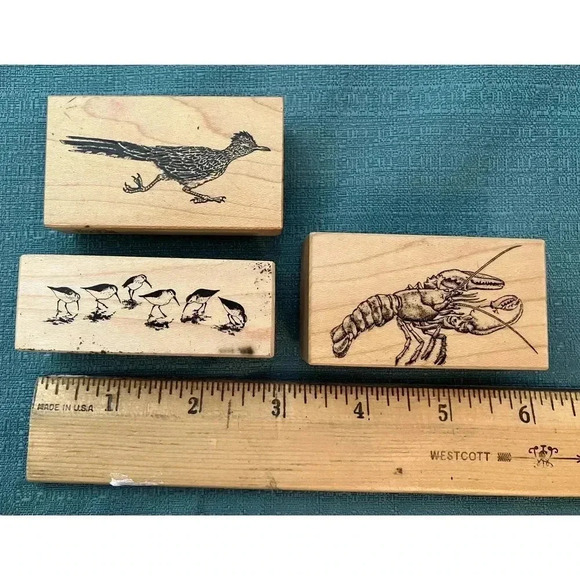 Rubber Stamps Lobster and Birds - Picture 1 of 2